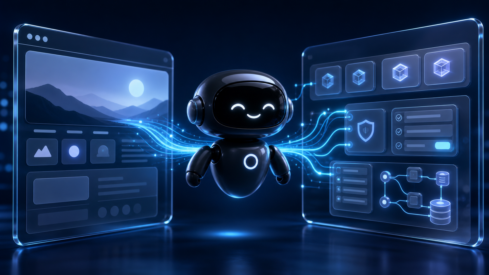 Deploy Agentic robot showing a browser with human pages and agent ready website tools