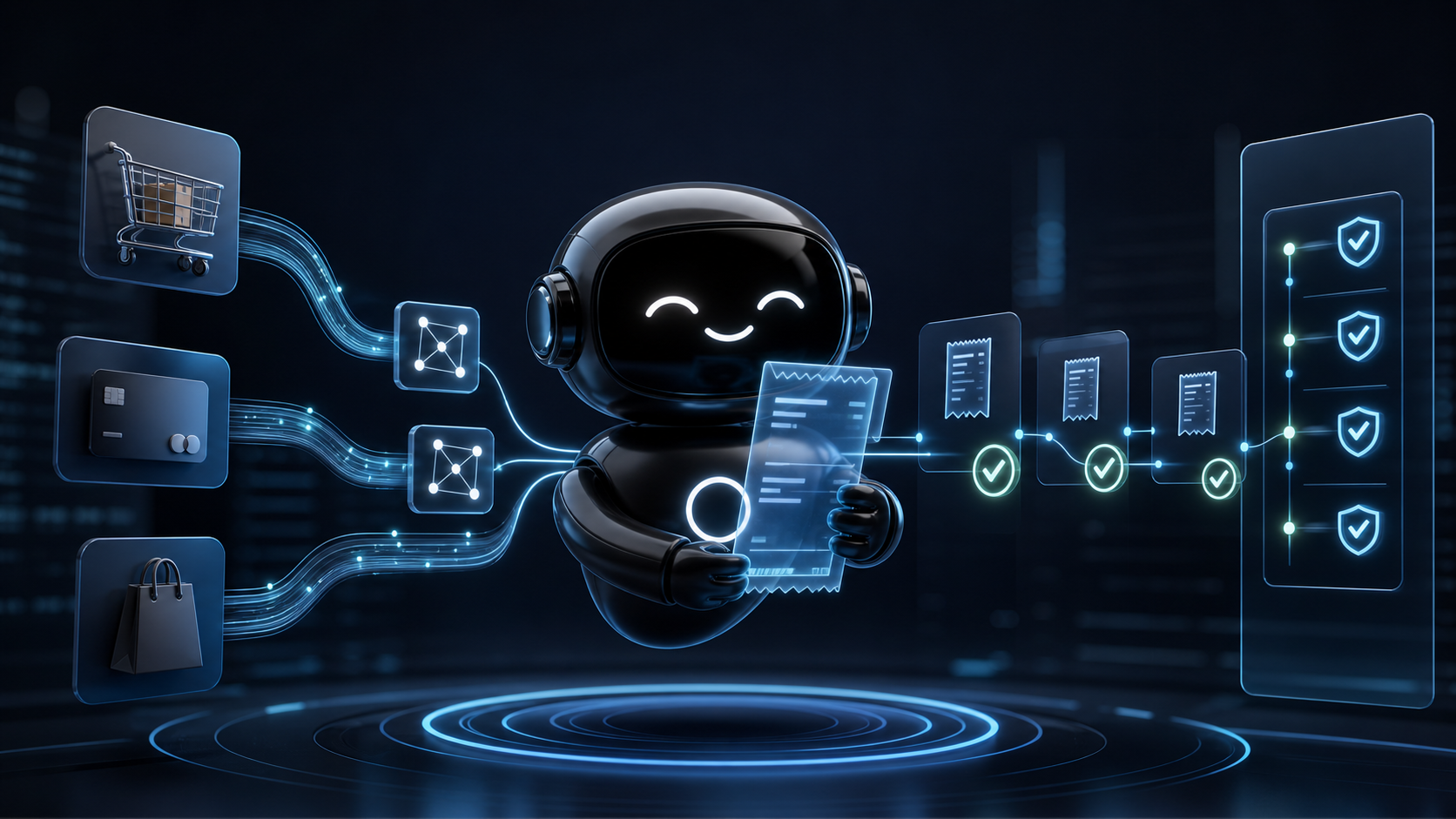 Deploy Agentic robot holding an AI agent purchase evidence trail