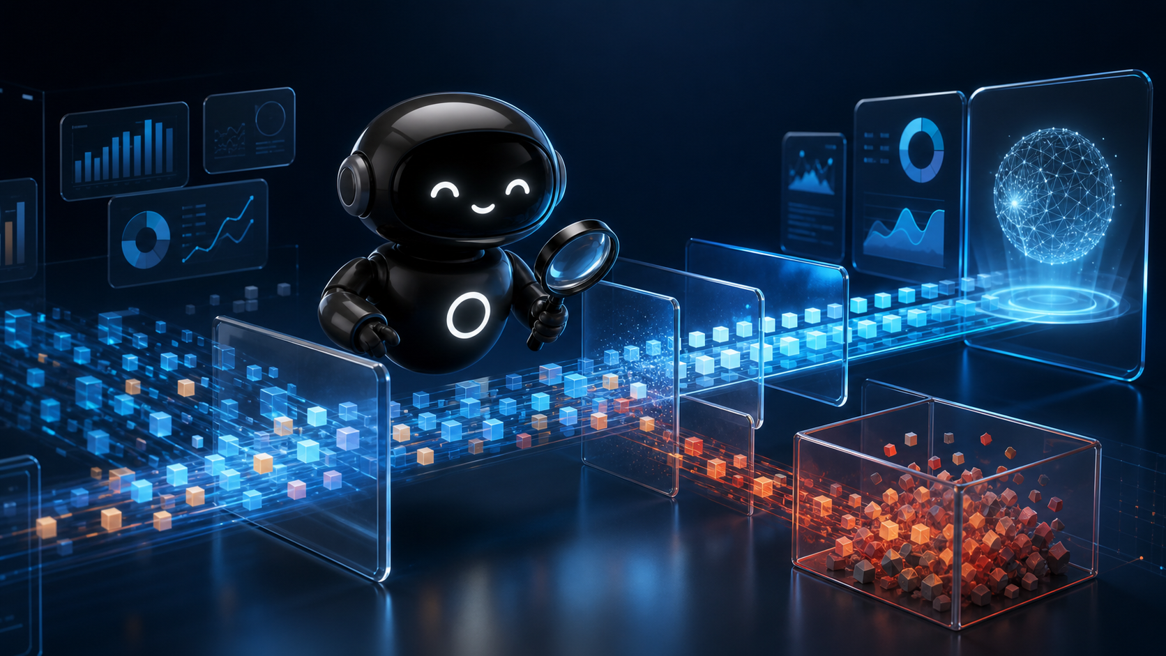Deploy Agentic robot sorting clean and messy business data before AI decisions