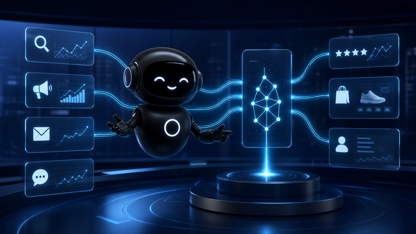 Deploy Agentic robot coordinating AI marketing signals into one clean decision path