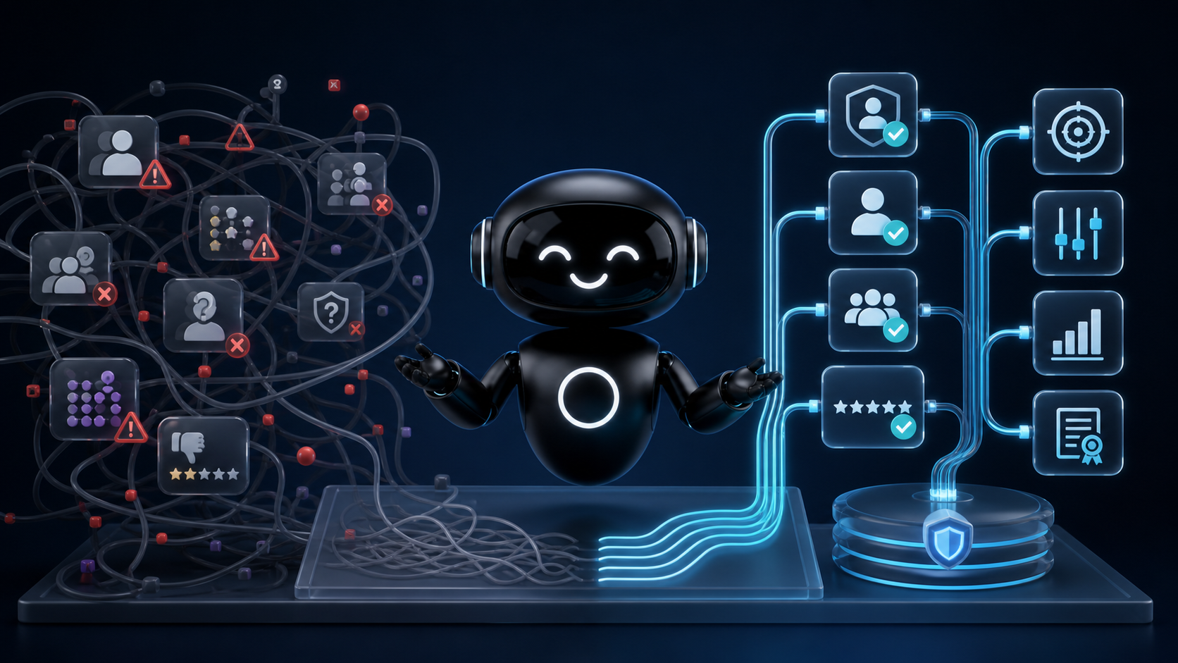 Deploy Agentic robot separating messy marketing signals from clean verified automation paths