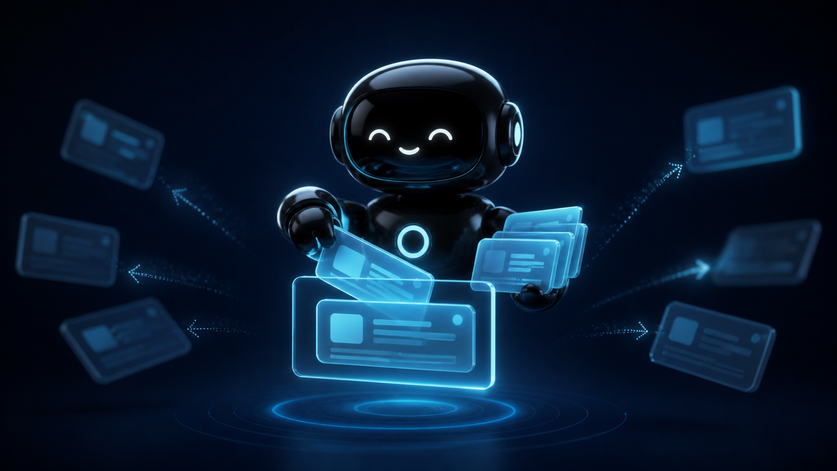 Deploy Agentic robot sorting abstract web records into one clear business source