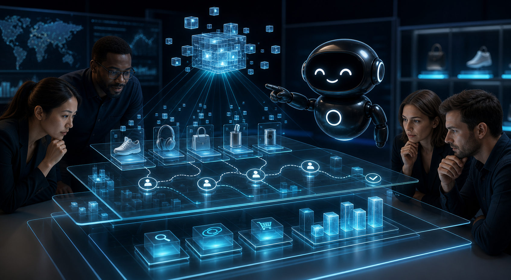 Deploy Agentic robot helping an ecommerce team inspect product visibility, feed quality, and shopper journey signals