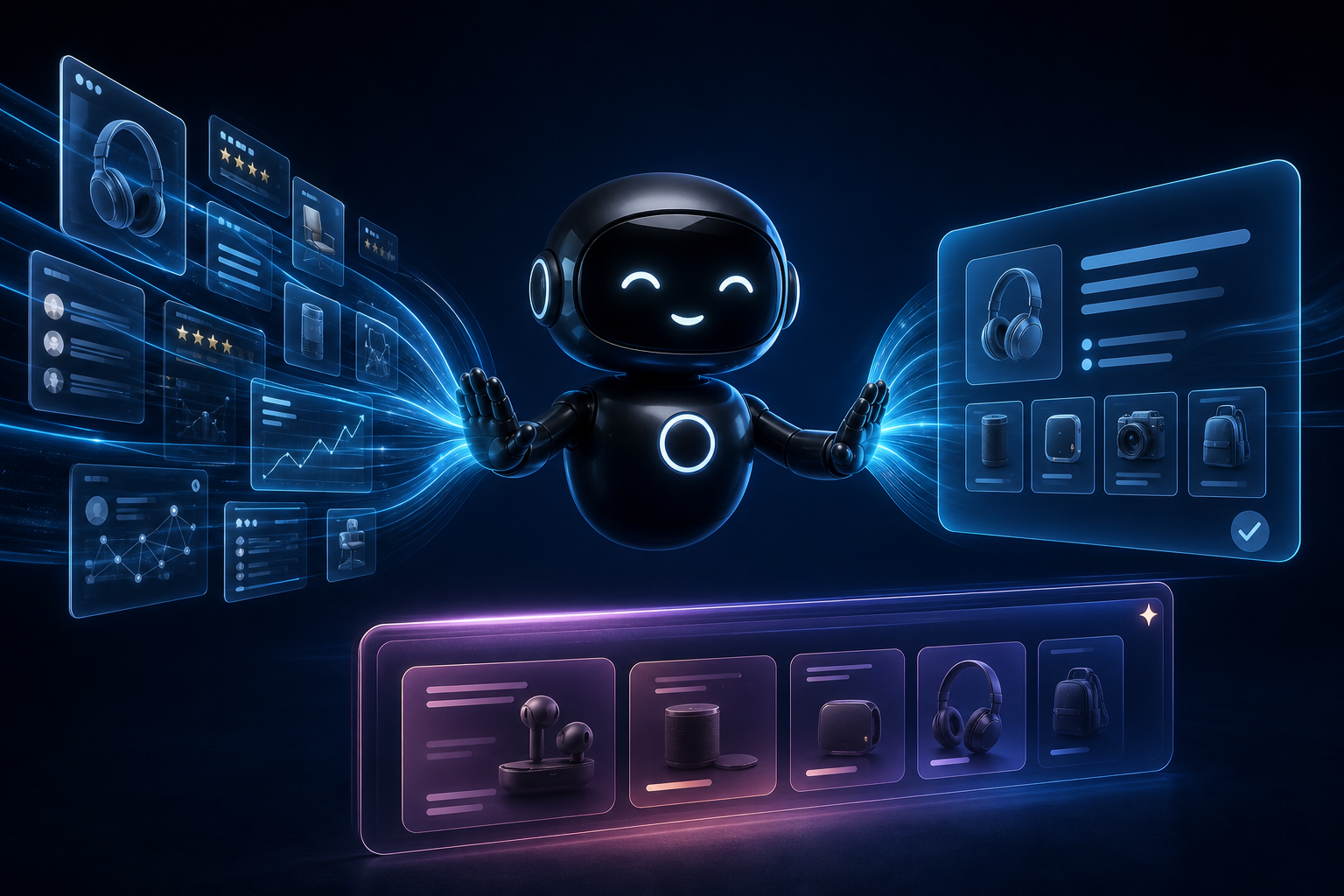 Deploy Agentic robot separating product proof from sponsored placement in an AI shopping interface