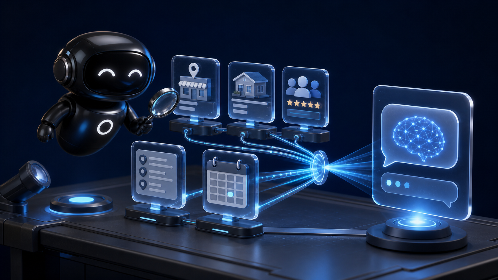 Deploy Agentic robot inspecting local service business proof sources before they feed an AI answer