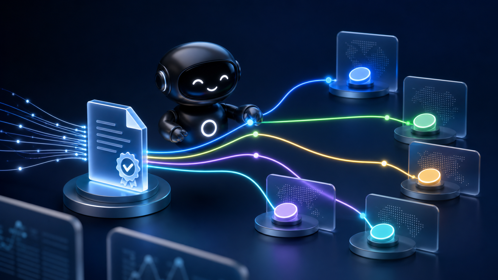 Deploy Agentic robot aligning colored paths from a verified document to global destination nodes