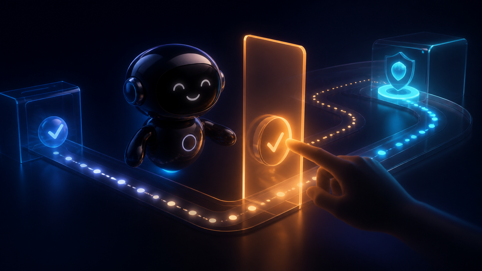 Deploy Agentic robot pausing at an abstract approval gate with a safe recovery path