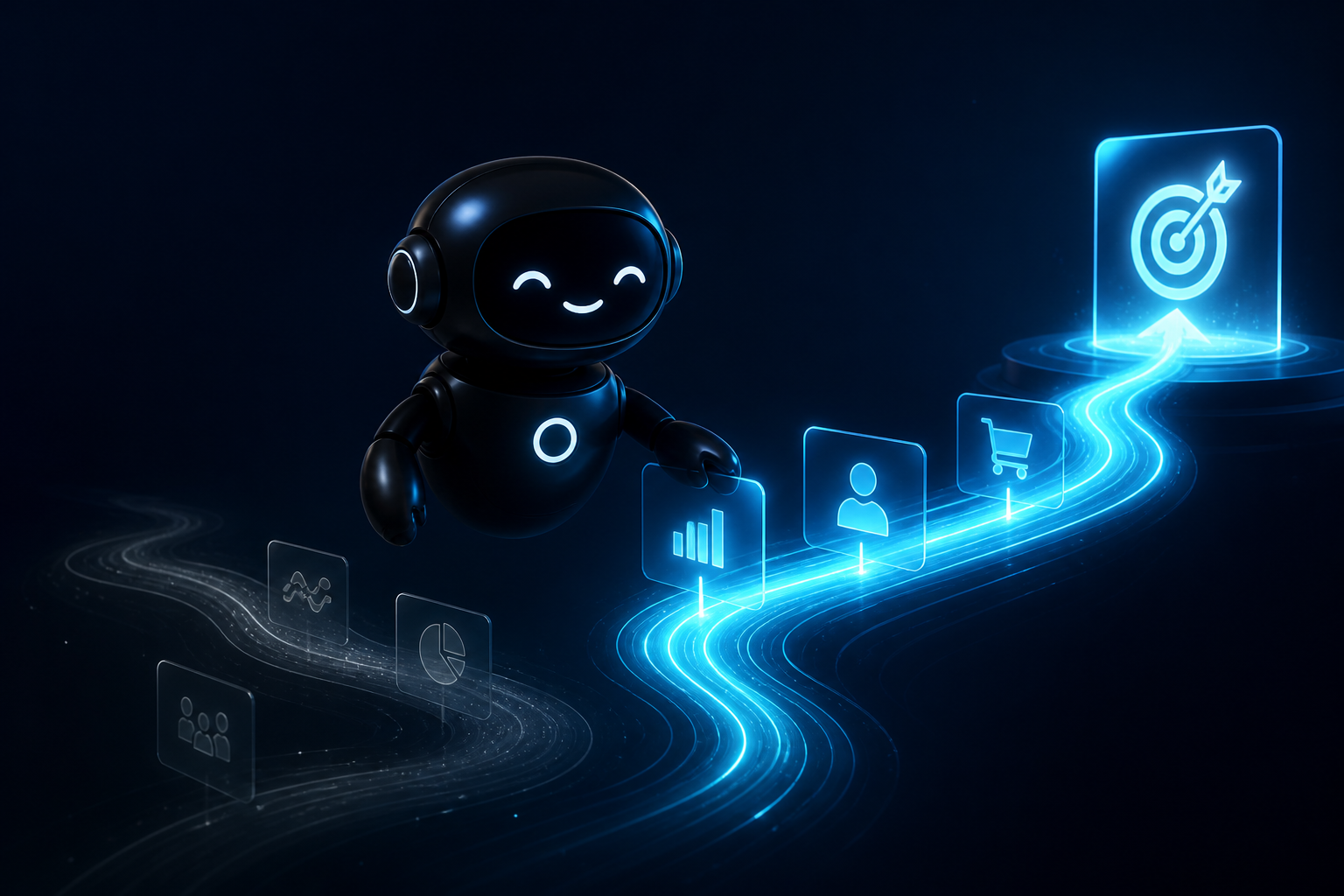 Deploy Agentic robot guiding a bright business outcome signal past quieter observation signals