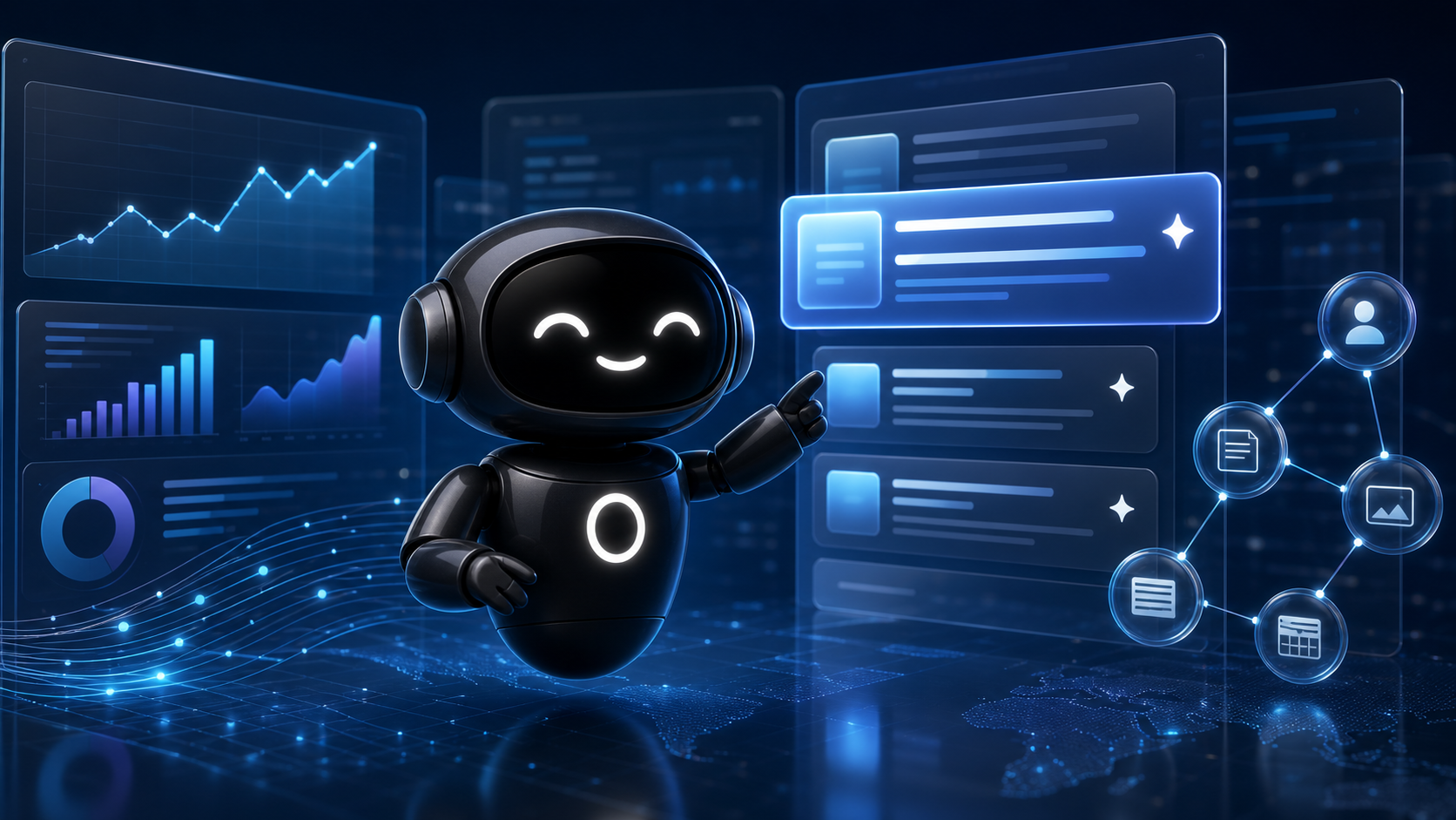 Deploy Agentic robot reviewing AI search visibility reports and public source signals